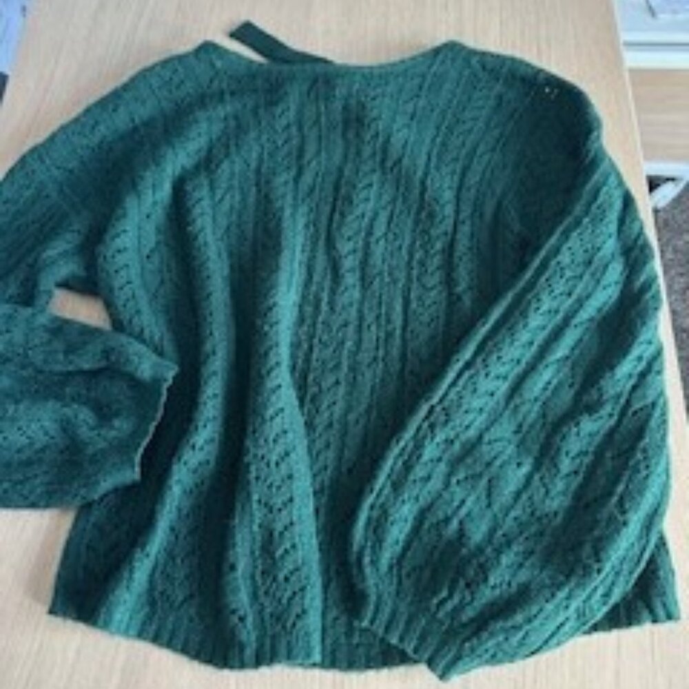 Dark Green Lacy Knit Sweater
